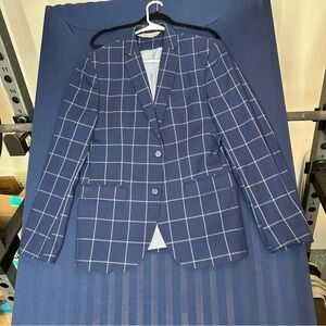 Zara Blue Checkered Blazer